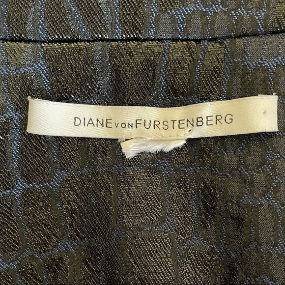 DIANE Von Furstenberg Ofelia Snake Print Metallic Blazer Blue & Black - Picture 7 of 11